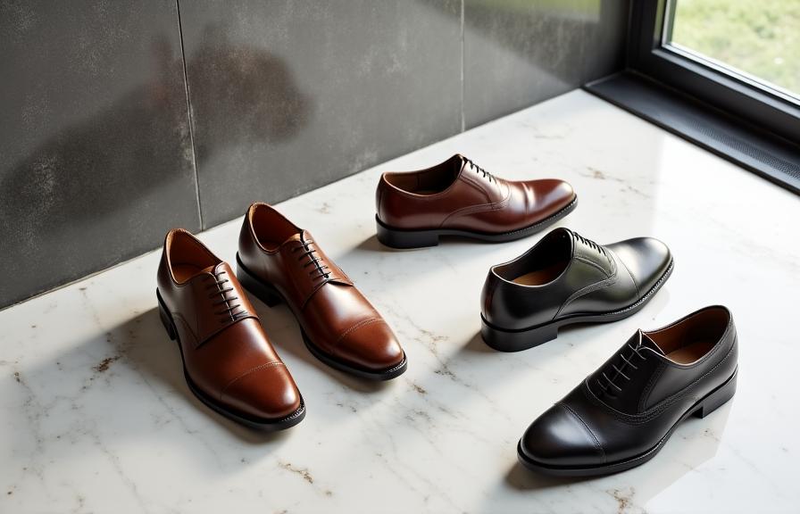 Colección de calzado elegante en un probador de lujo